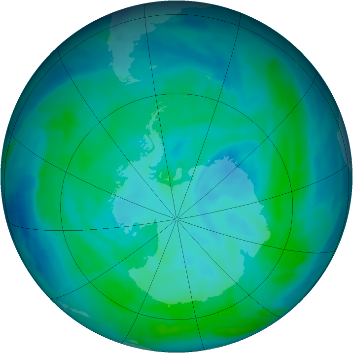 Antarctic ozone map for 11 January 2009